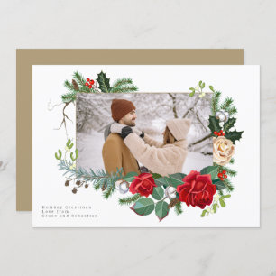 Cartes Pour Fêtes Annuelles Photo botanique de vacances d'hiver personnalisée