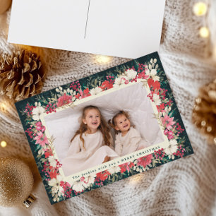 Cartes Pour Fêtes Annuelles photo botanique floral vert luxuriant de noël
