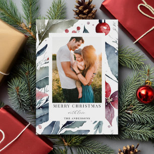 Cartes Pour Fêtes Annuelles Photo botanique moderne et élégante de Noël