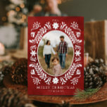 Cartes Pour Fêtes Annuelles Photo botanique rouge de Noël<br><div class="desc">Envoyez des voeux de vacances chaleureux avec cette carte photo de Noël rouge floral. Personnalisez avec votre photo de famille préférée.</div>