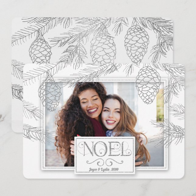 Cartes Pour Fêtes Annuelles Photo botanique Silver Pines Noel (Devant / Derrière)