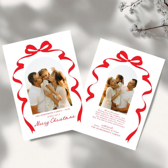 Cartes Pour Fêtes Annuelles Photo Bow moderne Joyeux Arche de Noël (Créateur téléchargé)