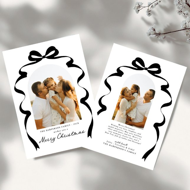 Cartes Pour Fêtes Annuelles Photo Bow moderne Joyeux Arche de Noël (Créateur téléchargé)