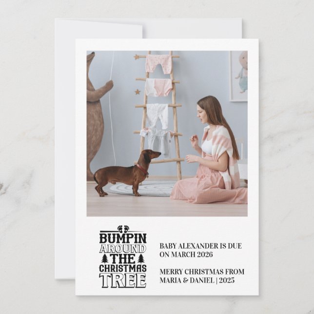 Cartes Pour Fêtes Annuelles Photo Bumpin’ Around the Christmas Tree Pregnancy  (Devant)