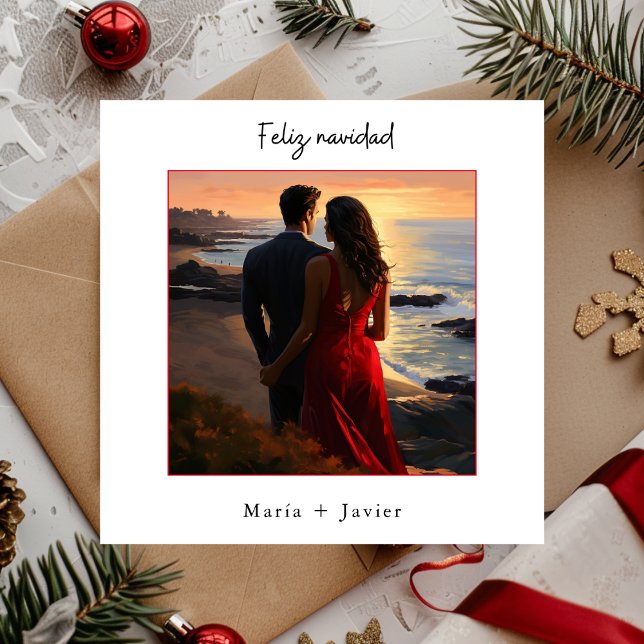 Cartes Pour Fêtes Annuelles Photo Calligraphie espagnole Feliz Navidad (Créateur téléchargé)