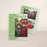 Cartes Pour Fêtes Annuelles Photo - Cercle Bohème - Vert Funky<br><div class="desc">Utilisez une photo verticale pour l'avant et 2 photos sur l'arrière Couleurs de vert dans un motif boho mod. L'accueil est dans une écriture manuscrite, un script rebondissant et l'ensemble du design a un look unique et paisible pour une carte de Noël. Si vous avez besoin de déplacer quelque chose,...</div>