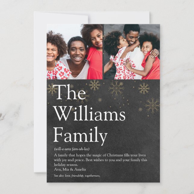 Cartes Pour Fêtes Annuelles Photo Chalkboard Famille Définition Noël (Devant)