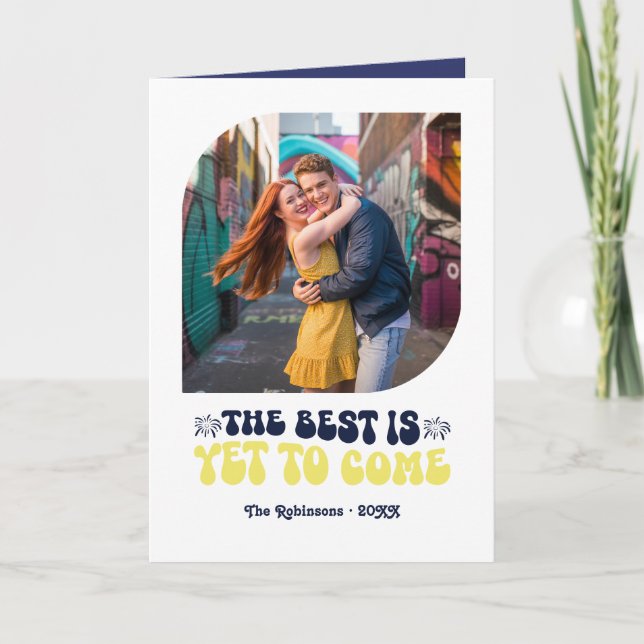 Cartes Pour Fêtes Annuelles Photo Champagne Midnight Spark Nouvel An Rétro (Devant)