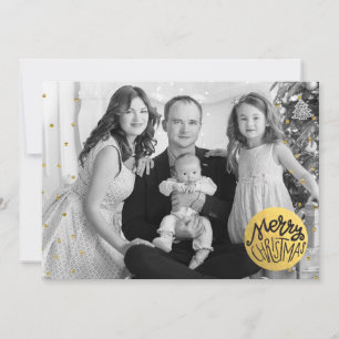 Cartes Pour Fêtes Annuelles Photo chic moderne de Noël avec feuille d'or