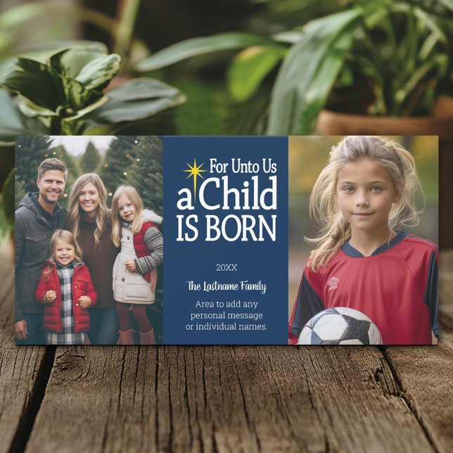 Cartes Pour Fêtes Annuelles Photo Christian - points bleus de Noël (Create A Personal Holiday Photo Card)