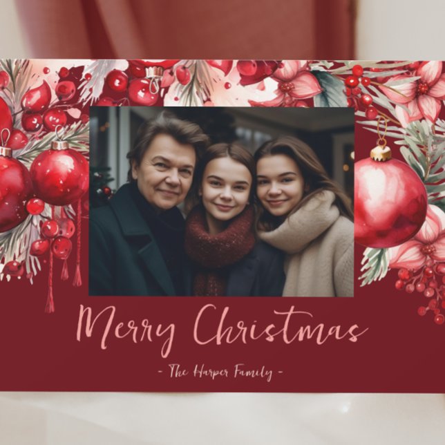 Cartes Pour Fêtes Annuelles Photo Christian Red Poinsettia (Créateur téléchargé)