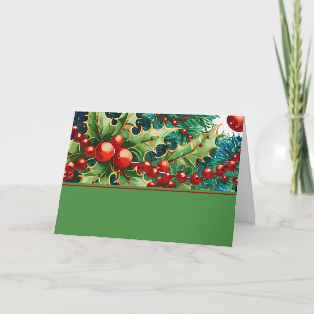 Cartes Pour Fêtes Annuelles Photo Christmas Holly Four (Devant)