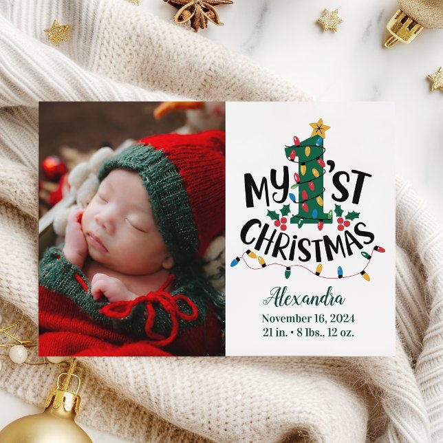 Cartes Pour Fêtes Annuelles Photo Christmas Tree Lights First Christmas (Créateur téléchargé)