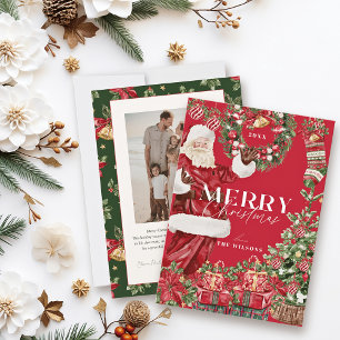 Cartes Pour Fêtes Annuelles Photo classique de l'arbre de Noël du Père Noël