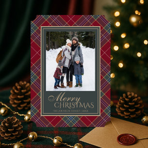 Cartes Pour Fêtes Annuelles Photo classique de tartan à carreaux de Noël