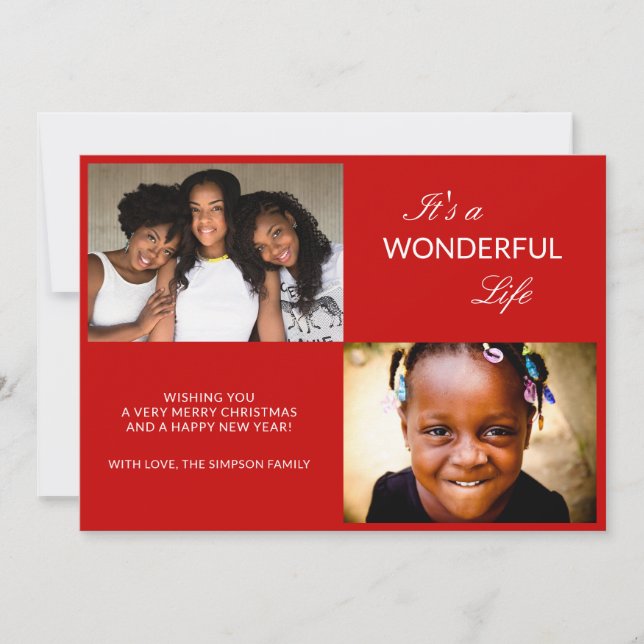 Cartes Pour Fêtes Annuelles Photo Collage Bright Red Sparkle Modern (Devant)