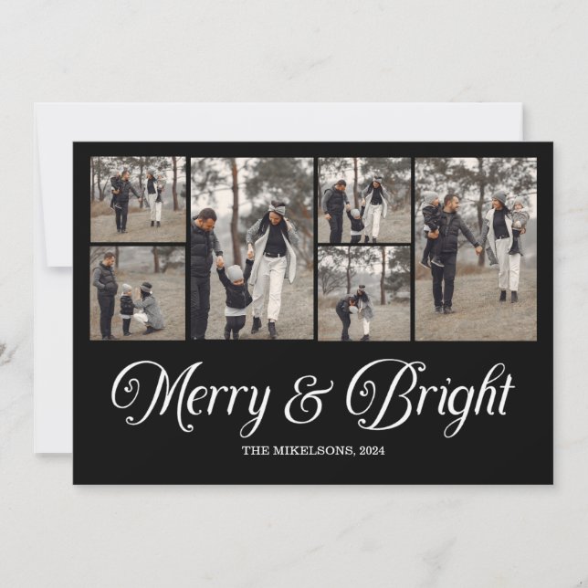 Cartes Pour Fêtes Annuelles Photo Collage Famille Joyeux & Bright Christmas (Devant)