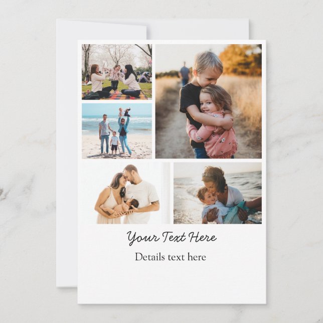 Cartes Pour Fêtes Annuelles Photo Collage Idées De Cadeaux Créer 5 Photos (Devant)