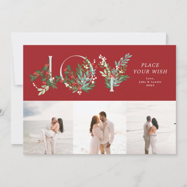 Cartes Pour Fêtes Annuelles Photo Collage JOIE botanique traditionnelle à feui (Devant)