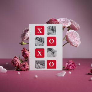 Cartes Pour Fêtes Annuelles Photo Collage moderne Couple et XOXO rouge