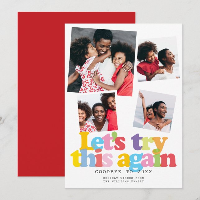 Cartes Pour Fêtes Annuelles Photo Collage Noël Réessayons  (Devant / Derrière)