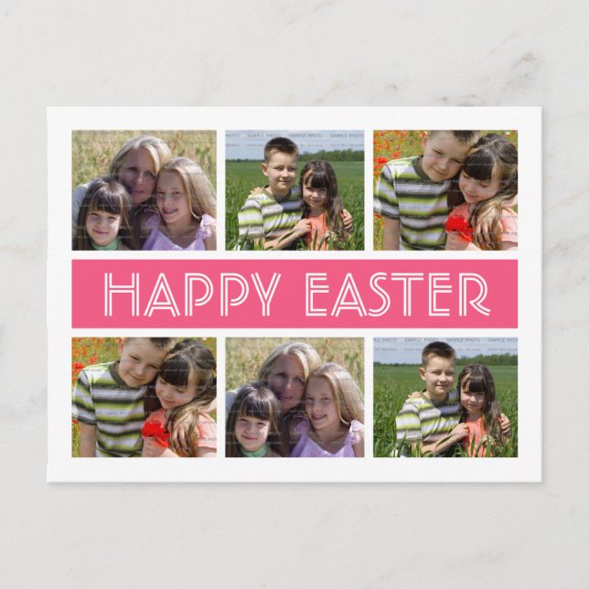 Cartes Pour Fêtes Annuelles Photo Collage Postcard d'Easter | Pink (Devant)