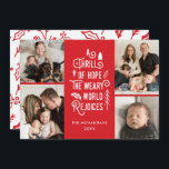 Cartes Pour Fêtes Annuelles Photo Collage Thrill Of Hope Photo Christmas Red<br><div class="desc">Cette carte photo de Noël élégante présente une typographie moderne sur un arrière - plan rouge vif - quatre modèles photo !</div>