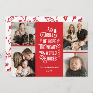 Cartes Pour Fêtes Annuelles Photo Collage Thrill Of Hope Photo Christmas Red