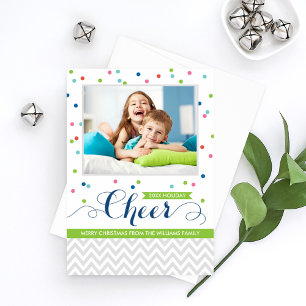 Cartes Pour Fêtes Annuelles Photo Colorée Cheer Confetti