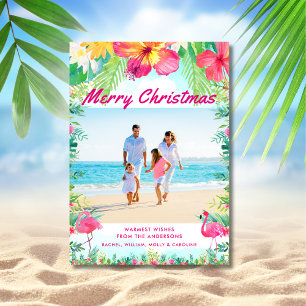 Cartes Pour Fêtes Annuelles Photo côtière de Noël tropical Joyeux