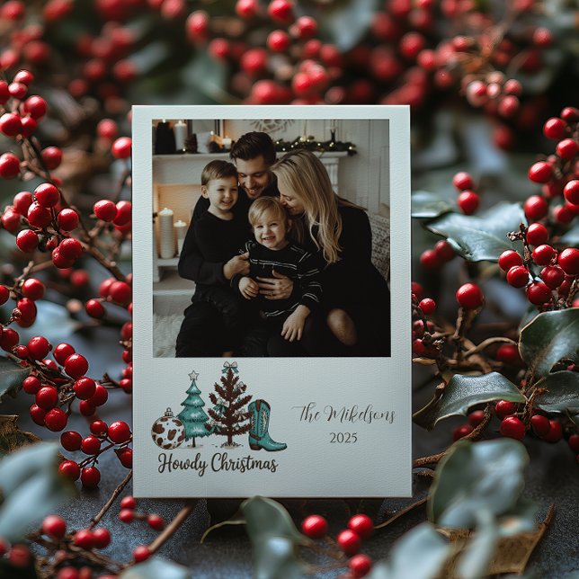 Cartes Pour Fêtes Annuelles Photo Cowgirl Rustic Howdy Christmas (Créateur téléchargé)