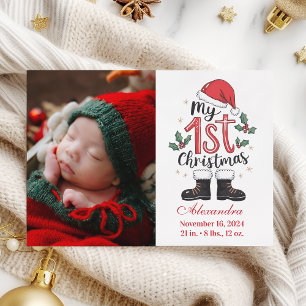 Cartes Pour Fêtes Annuelles Photo Cute Père Noël Baby 1er Noël