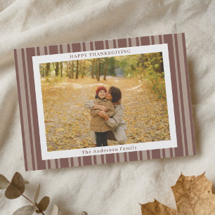 Cartes Pour Fêtes Annuelles Photo d'Action de Grâce aux rayures d'Automne