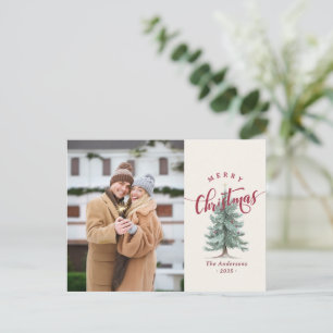 Cartes Pour Fêtes Annuelles Photo d'arbre de Noël avec écriture élégante vinta