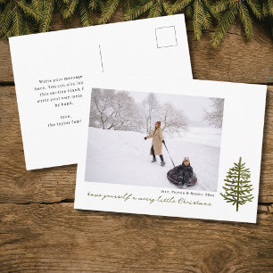 Cartes Pour Fêtes Annuelles photo d'arbre de Noël moderne minimaliste à feuill