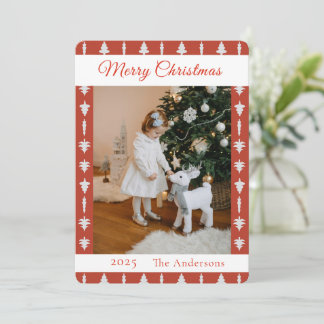Cartes Pour Fêtes Annuelles Photo d'arbre de Noël rouge et blanc
