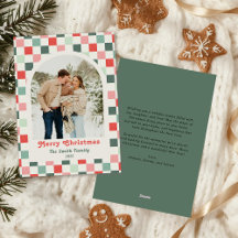 Photo d'arche à carreaux rouge et vert rétro Noël