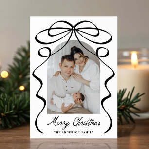 Cartes Pour Fêtes Annuelles Photo d'arche de Noël avec ruban à nœud noir Fanta