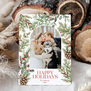 Cartes Pour Fêtes Annuelles Photo d'arche de verdure botanique de Noël
