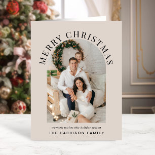 Cartes Pour Fêtes Annuelles Photo d'Arche Élégant Joyeux Noël Taupe