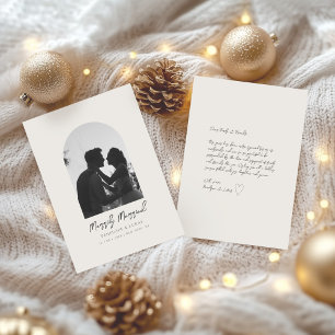 Cartes Pour Fêtes Annuelles Photo d'arche minimal Élégant Nouvellement Marié