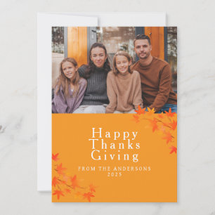 Cartes Pour Fêtes Annuelles Photo d'automne de Thanksgiving moderne élégant