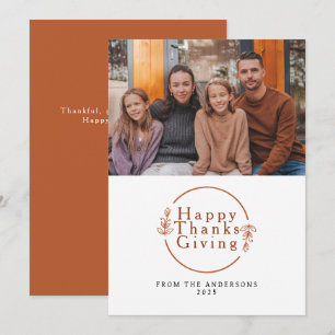 Cartes Pour Fêtes Annuelles Photo d'automne élégant moderne de Thanksgiving he