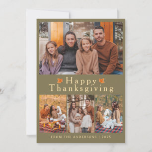 Cartes Pour Fêtes Annuelles Photo d'automne élégant moderne de Thanksgiving he