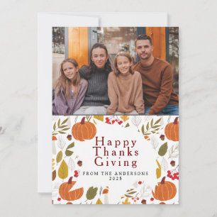 Cartes Pour Fêtes Annuelles Photo d'automne élégant moderne de Thanksgiving he
