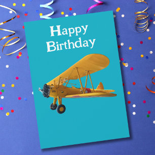 Cartes Pour Fêtes Annuelles photo d'avion biplan Stearman pour pilote, anniver