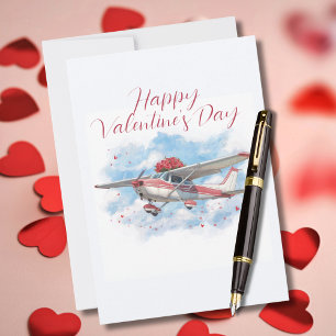 Cartes Pour Fêtes Annuelles Photo d'avion vintage et bouquet de fleurs drôle