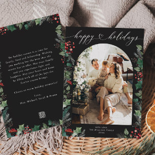 Cartes Pour Fêtes Annuelles Photo de baies botaniques noires et blanches