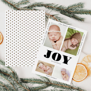 Cartes Pour Fêtes Annuelles Photo de bébé Joie dans notre monde Joyeuses Fêtes