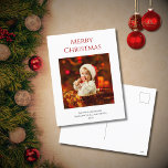 Cartes Pour Fêtes Annuelles Photo de bébé moderne Noël Famille Rouge<br><div class="desc">Carte postale moderne Noël Holiday, avec un thème photo simple pour bébé et un design typographique rouge. Avec un texte rouge personnalisable, vous ajoutez vos propres informations. Vous changez aussi la photo avec votre propre pour la rendre unique. Idéal pour envoyer des voeux de vacances spéciales à des amis et...</div>
